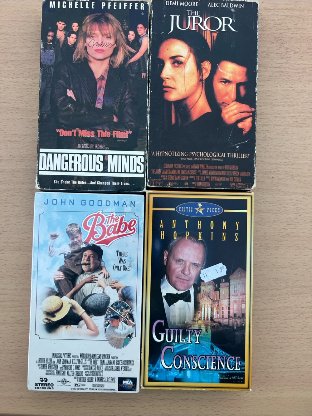 VHS Movie Lot of 4 Dangerous Minds The Juror The Babe Guilty Conscience Retro